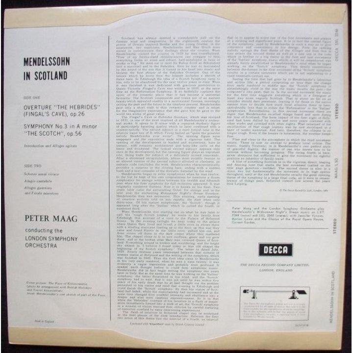 《门德尔松：赫布里底群岛序曲(芬格尔山洞) / 第三交响曲A小调(苏格兰交响曲)》彼得·马格 & 伦敦交响乐团专辑封面